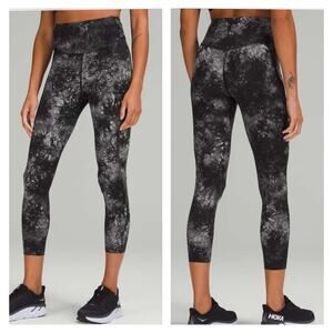 Lululemon Base Pace High Rise Crop Leggings 8‎ Ink Vapor Ice Grey Multi